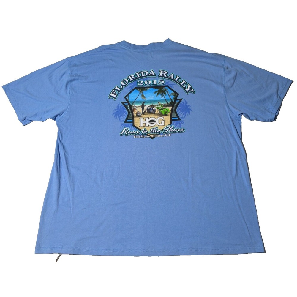 HOG FLORIDA 2015 RALLY Men 3XL Blue ROAR TO THE SHORE Double-Sided T-Shirt NEW
